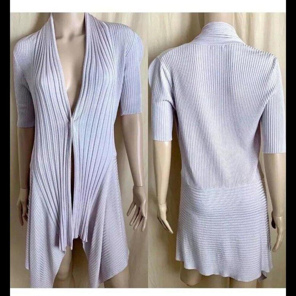 🧣💜Cache Open Front Long Cardigan 💯 Rayon Short Sleeve Size Small